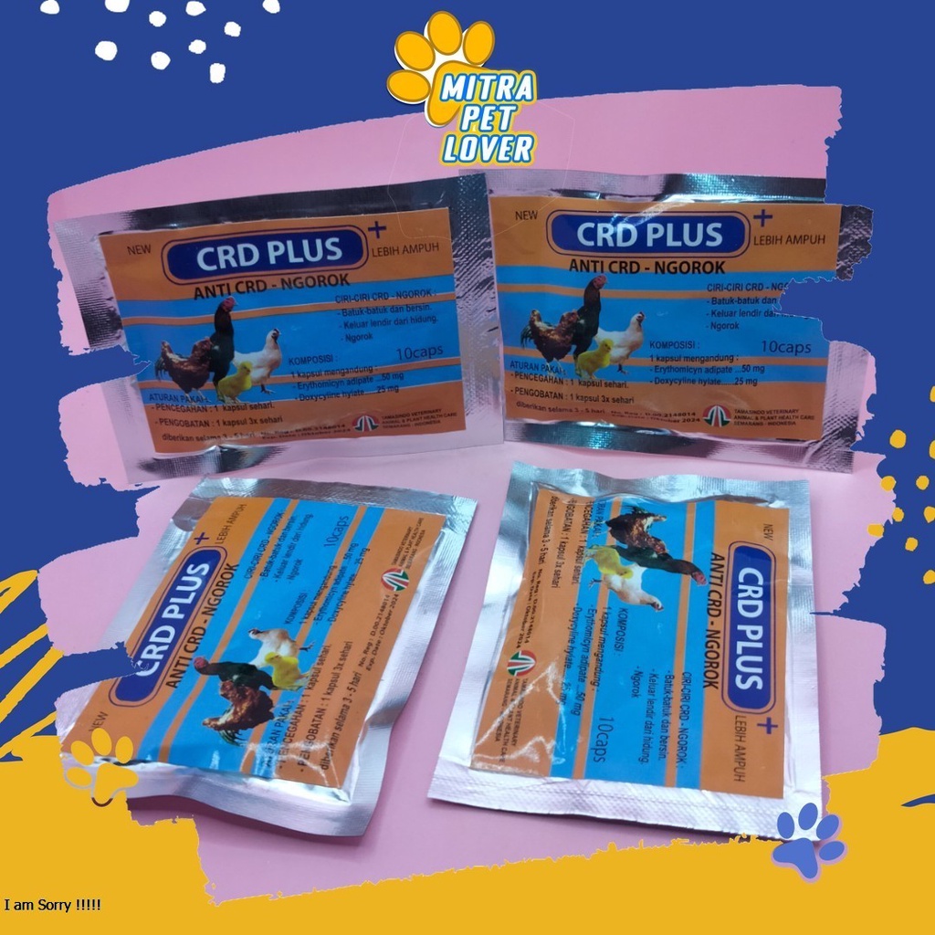 ANTI NGOROK PADA AYAM - CRD PLUS AYAM CAPSULE - 10 CAPSUL MENYEMBUHKAN BATUK MENGHILANGKAN LENDIR DARI HIDUNG MURAH ASLI GARANSI KUALITAS ORIGINAL - PET ANIMAL HEALTHCARE &amp; VETERINARY TAMASINDO OBAT KAPSUL KESEHATAN &amp;  VITAMIN TERNAK HEWAN  MITRAPETLOVER