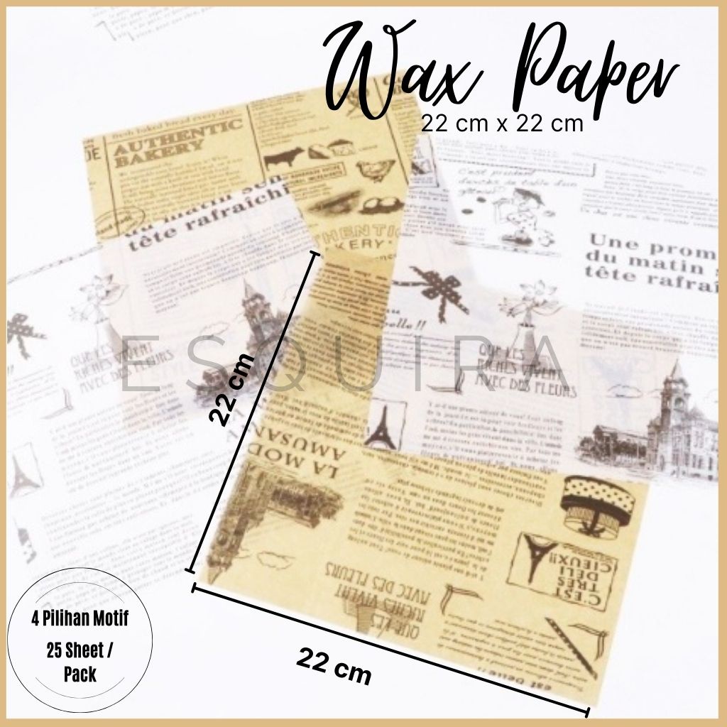 Wax Paper 25pcs/ Korean Bento Cake/ Baking Paper English Cake 22cm x 22cm