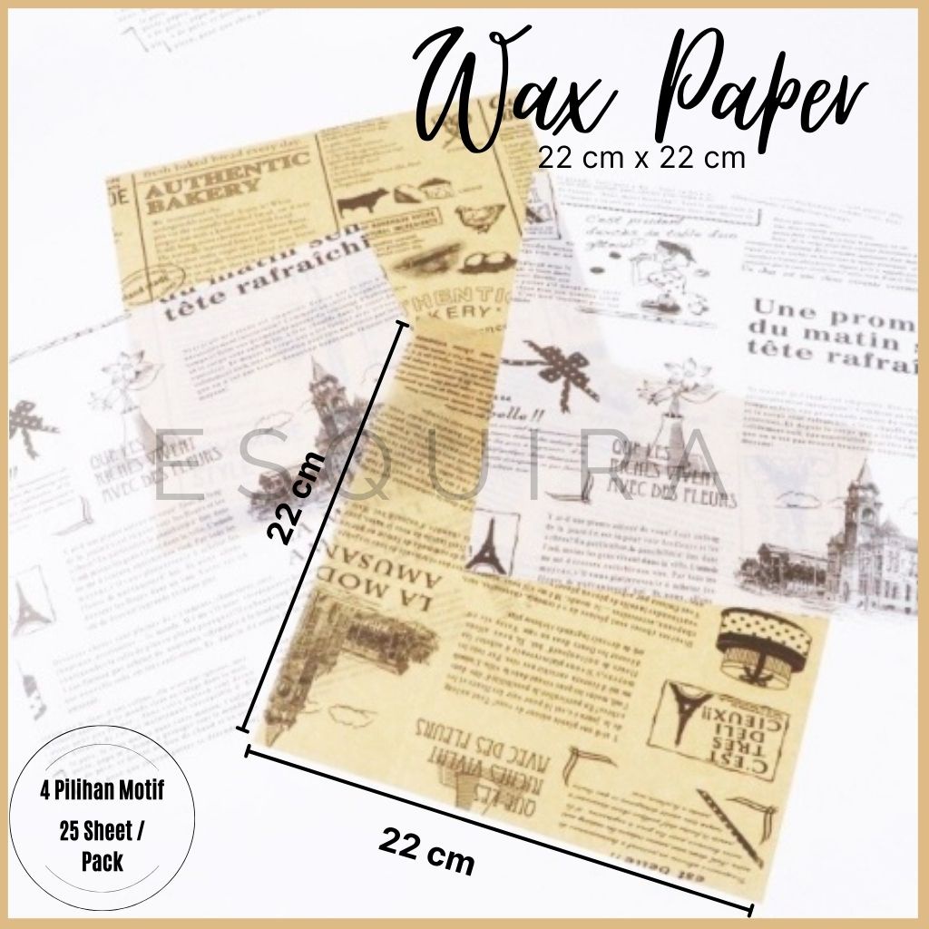 Wax Paper 25pcs/ Korean Bento Cake/ Baking Paper English Cake 22cm x 22cm