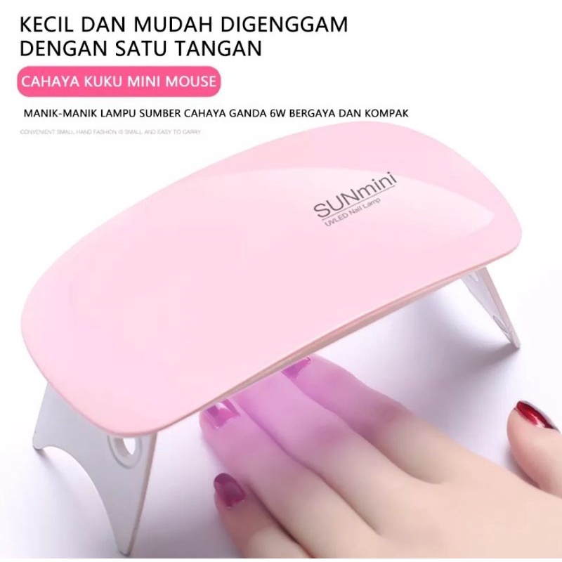 Kuas Kuku Nail Art Brush Kutek Plus Dotting 15pcs + Lampu LED UV / Mini 6W Portabel Nail Dryer / Pengering Kutek LED / Bisa di Lipat / Mesin Fototerapi / Lampu