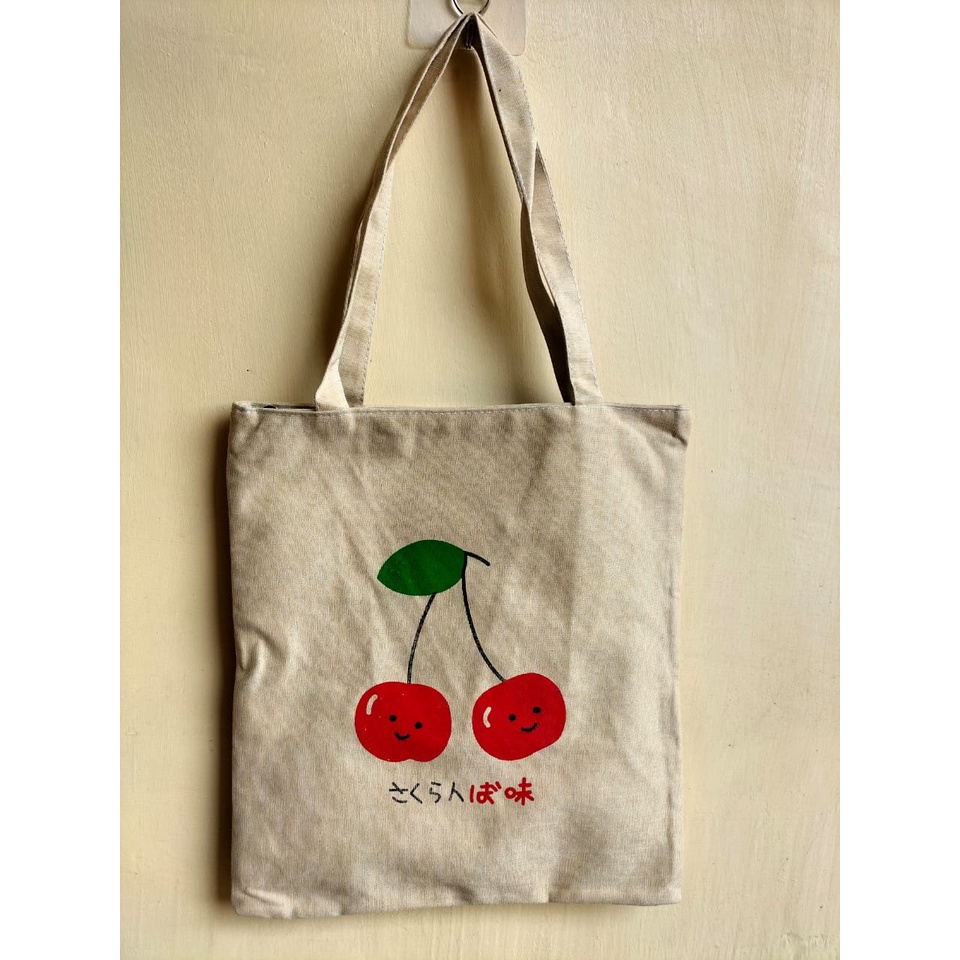 TAS TOTEBAG CANVAS ALA KOREA CREAM UJIAN SEKOLAH KERJA KULIAH RENANG OLAHRAGA MURAH KADO HADIAH BERKUALITAS TERJANGKAU