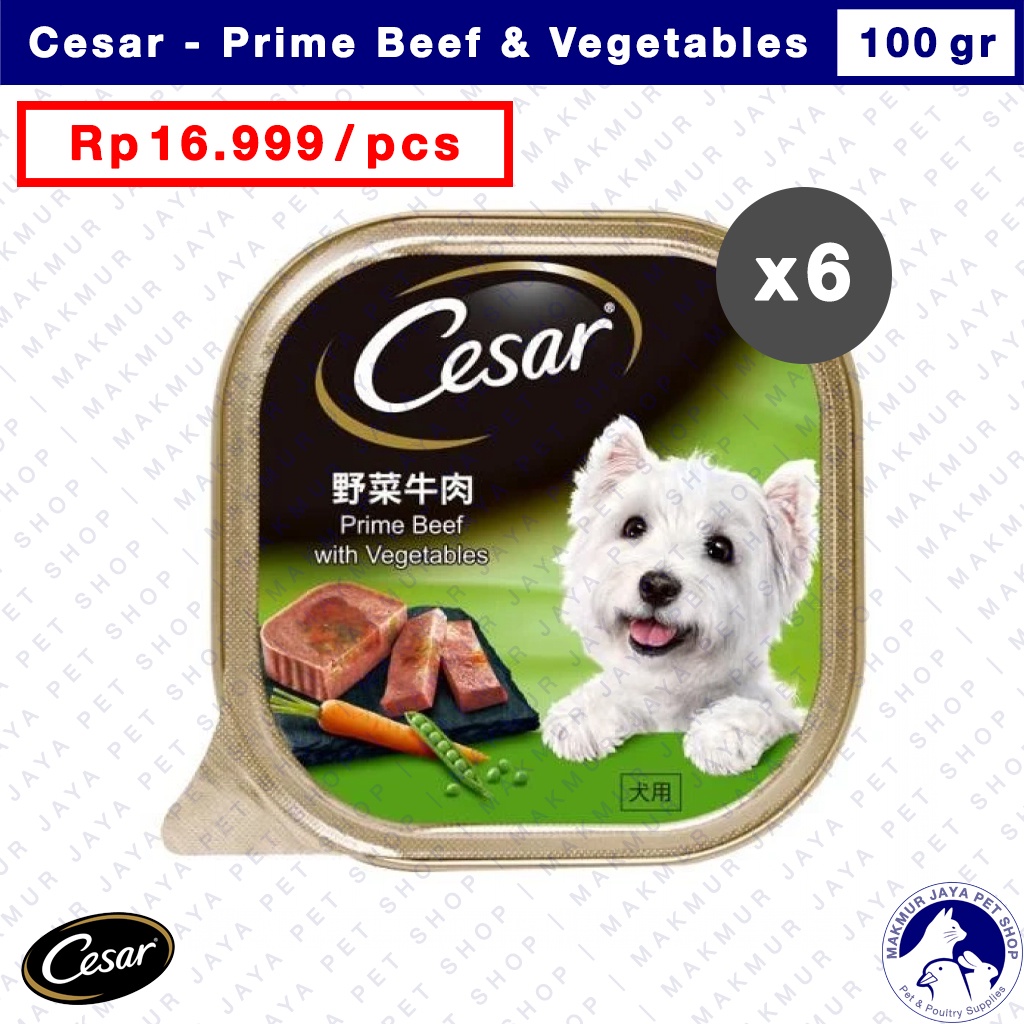 Cesar 100gr Beef &amp; Veg / Wet Dog Food / Makanan Anjing Basah - isi 6