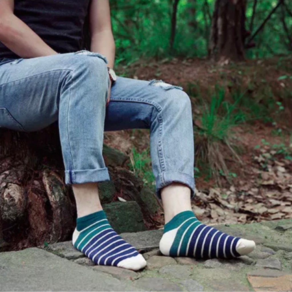 Kaos Kaki Motif Hijau Bundle 5 Pasang Katun Nyaman - Cassiopeia