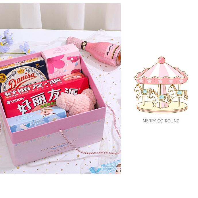 Barang Baru ☘ Premium Baby Cake Box / Kotak Mika Kado Bayi Lahiran / Dus Kue 1 Bulan One Month Manyue / Kardus Souvenir Hampers born Baby,,,