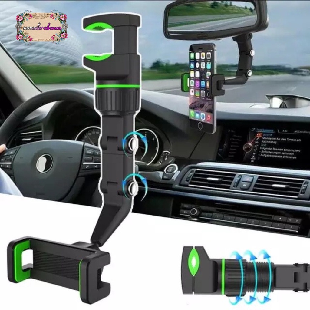 Car phone holder Original penyangga hp di mobil rearview mirror kaca tengah mobil jepitan Stand Handphone gagang spion tengah SB4548