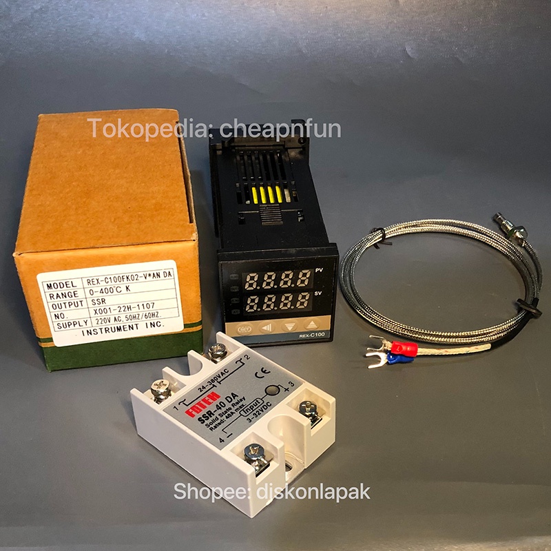 Paket PID Rex C100 Rex-C100 Temperatur Temperature Controller Fotek SSR-40DA K Thermocouple