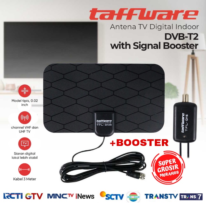 Antena TV Digital Indoor TV Digital DVB-T2 Power Booster Taffware TFL-D139 Set Top Box