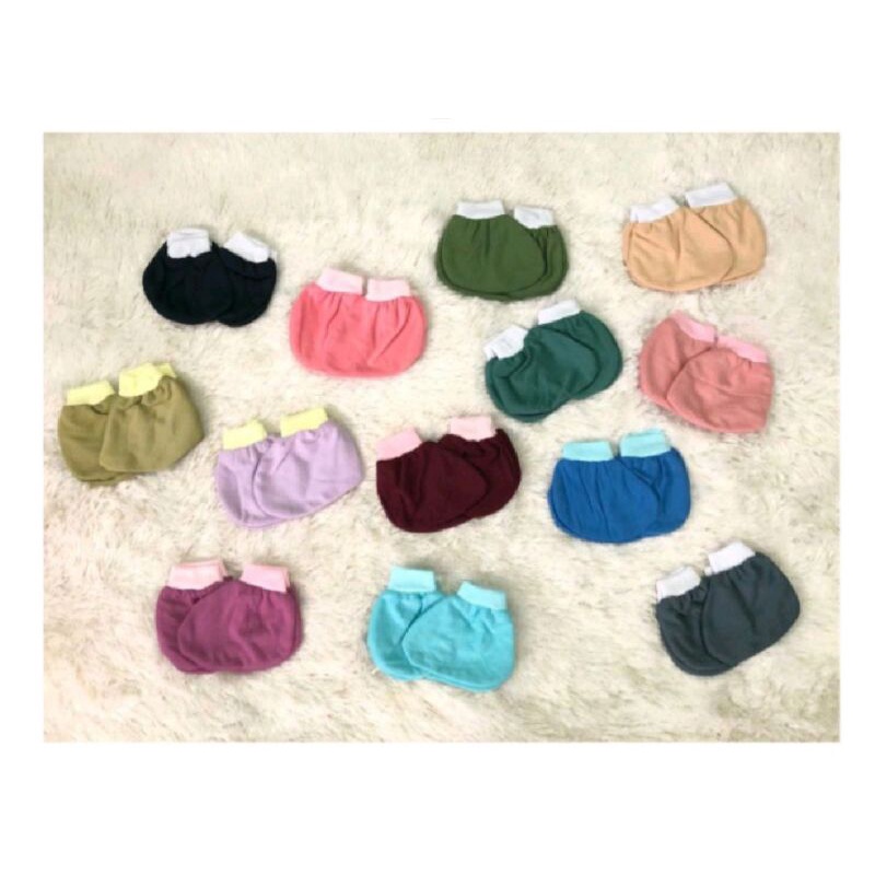 Sarung Tangan + Kaki Bayi Polos Warna isi (Grosir 12pcs) Sarung Tangan Kaki Bayi Newborn