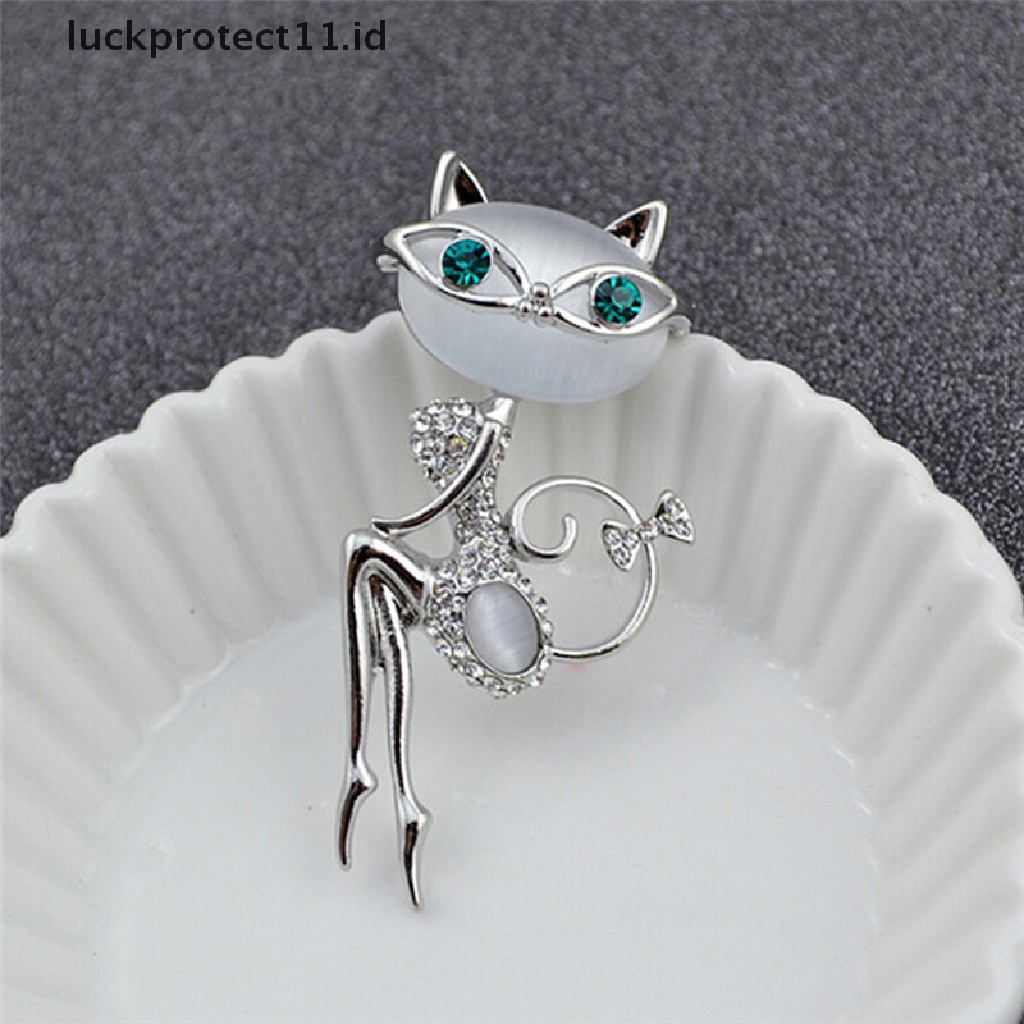 /Fashion Hot// Fashion// Fashion Opal Berlian Imitasi Kristal Kucing Kecil Bros Pin Hewan Lucu Sexy Perhiasan.