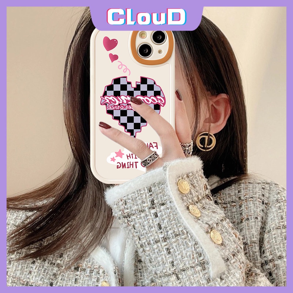 IPHONE Soft Tpu Love Heart Couple Case Kompatibel Untuk Iphone11 13 12 14 Pro Max 7Plus 8Plus X7 6 6s 8Plus XR XS Max SE 2020motif Smiley Lucu Papan Catur Shockproof Back Full Cover
