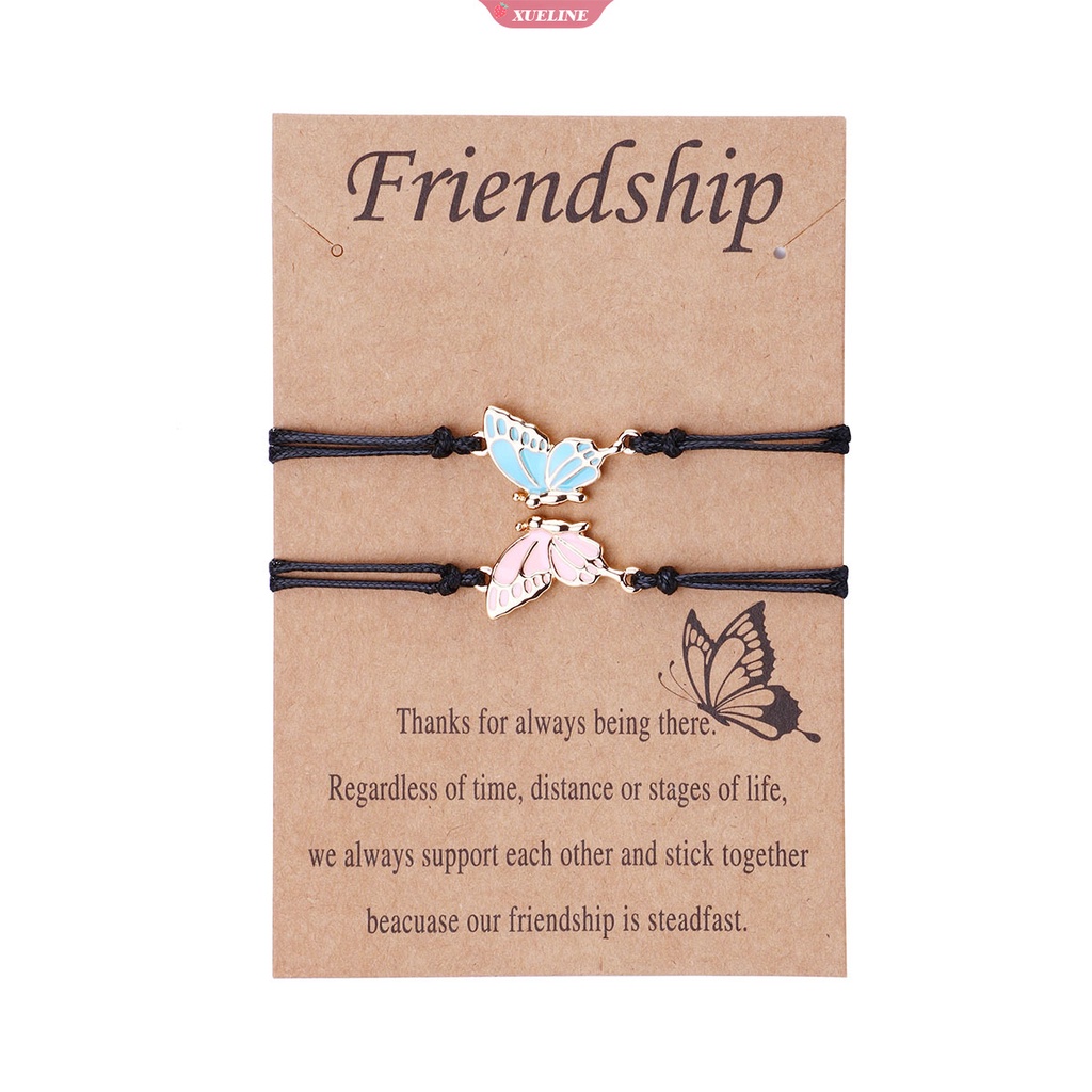 Gelang Kupu Kupu Kupu Magnet BFF Gelang Pasangan Persahabatan Sahabat Perhiasan Hadiah Adjustable Vintage Butterfly Wristband [ZXL]