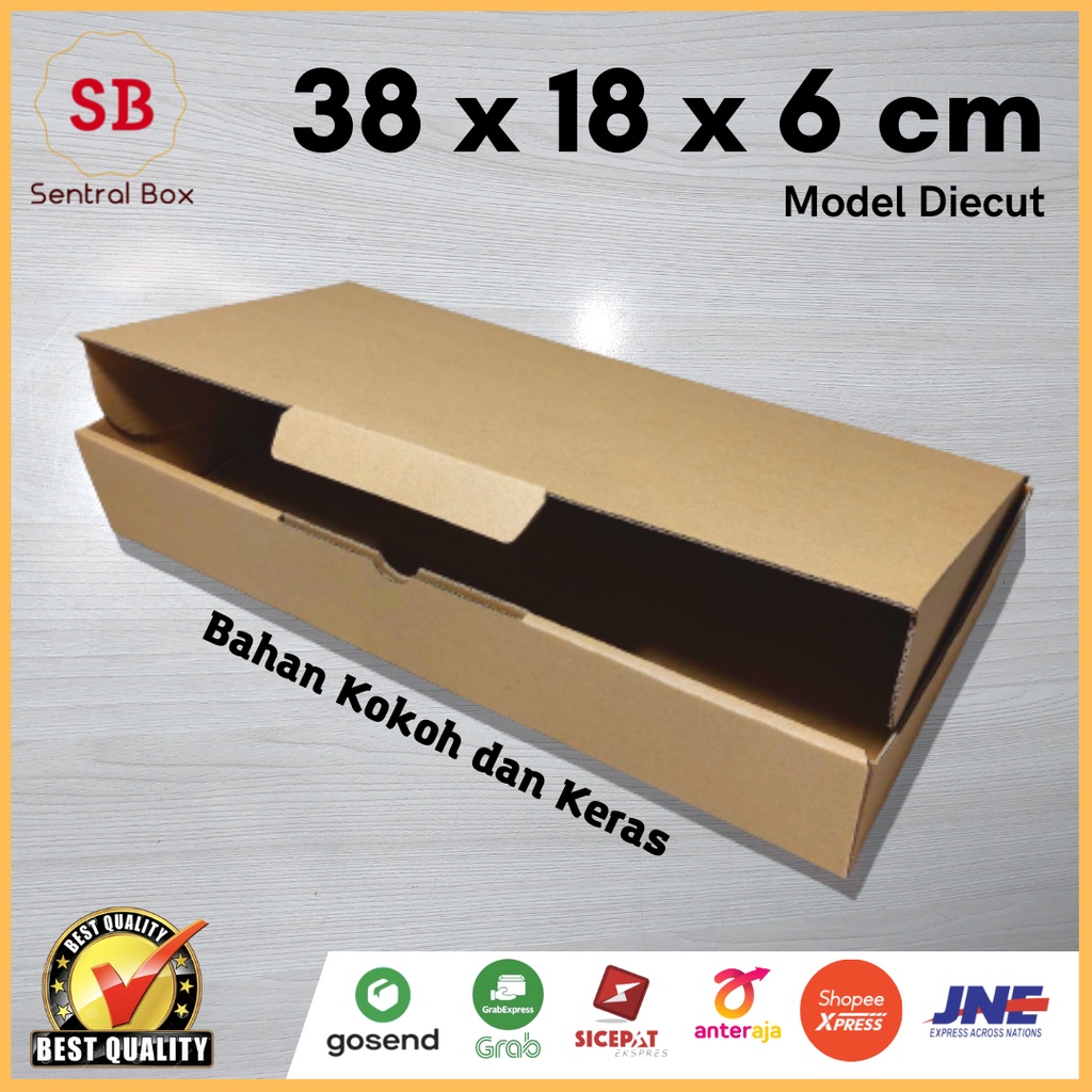 

( Min.order 5 pcs ) Kardus 38 x 18 x 6 cm........ Die Cut ( pembelian di atas 10 pcs harga lebih Murah )