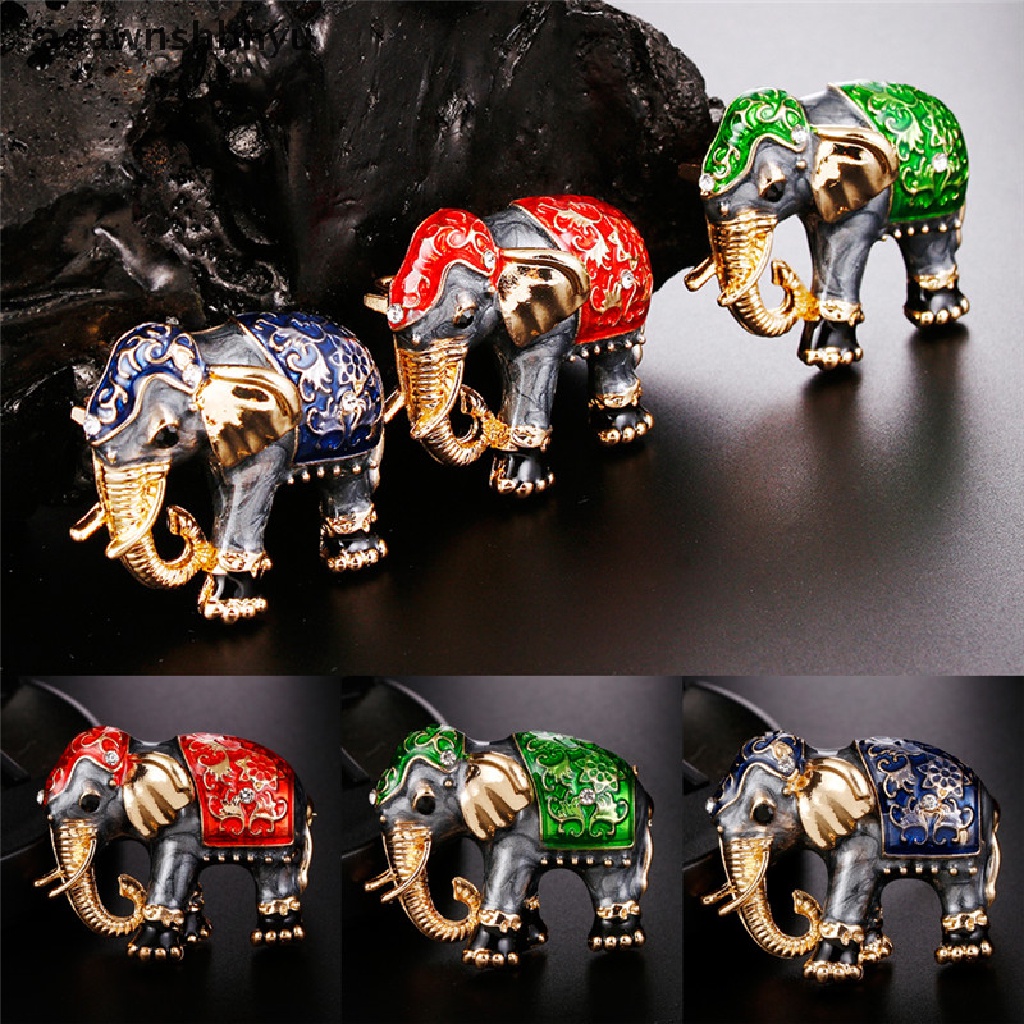 Adawnshbhyu Hewan Enamel Kristal Gajah Bros Pin Wanita Kostum Buket Pin Perhiasan ID