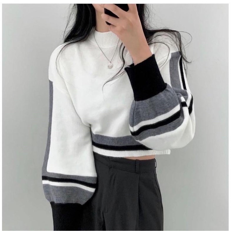 Ayuna knite croope sweater rajut wanita korean