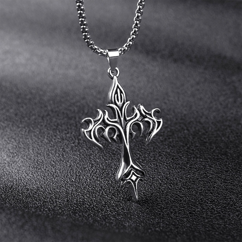 Fashion Vintage Api Salib Liontin Kalung Salib Untuk Wanita Pria Rantai Panjang Punk Goth Trendi Aksesoris Choker Gothic Perhiasan
