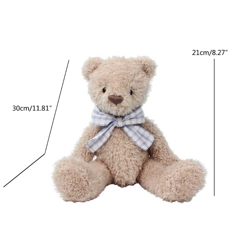 Mary Plush Bear Boneka Beruang Berbulu Lucu Dengan Dasi Kupu Kupu Tinggi 9inci