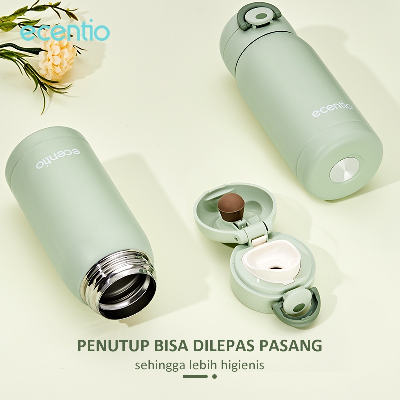 ecentio &amp; FOODI botol minum termos mini termos air panas anak 320ml Hijau/merah muda/stainless steel 304 botol air kecil minum
