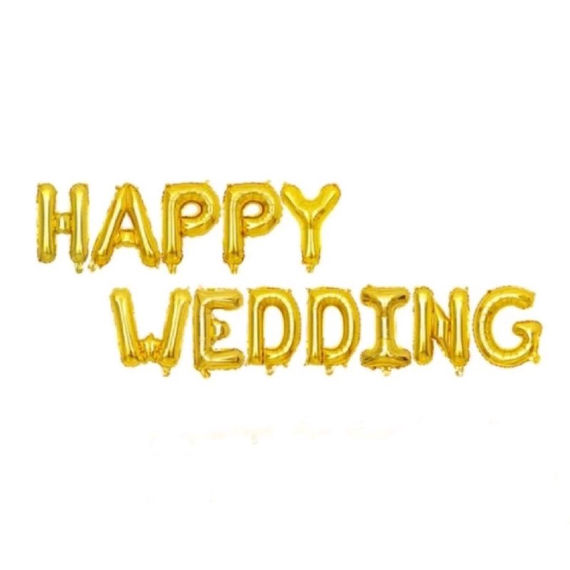 BALON FOIL HAPPY WEDDING SET / SWEET WEDDING WARNA GOLD