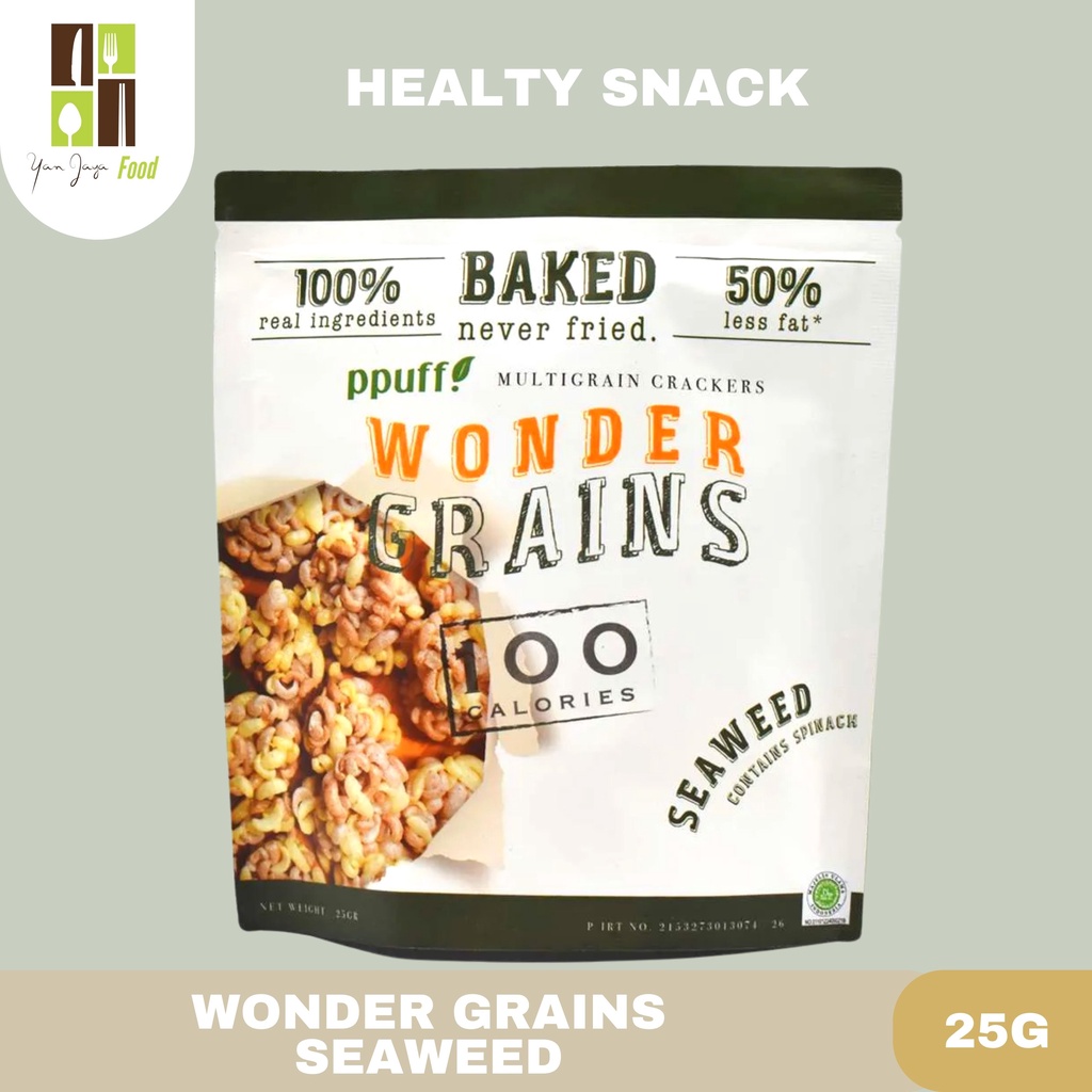 PPUFF Wonder Grain Healty Snack/Makanan Sehat [Seaweed / Salted Caramel] 25g Snack Bebas Gluten