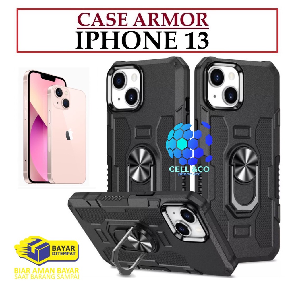 Case Armor IPHONE 13 Iring Cincin Magnetic Kesing Hp Protect kamera Premium Hard Case Standing Robot Pelindung Kamera