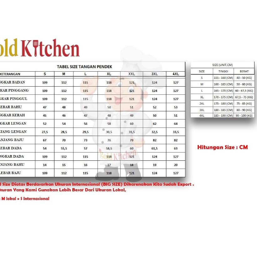 Baju Koki Lengan Pendek Chef Jacket Pria Wanita
