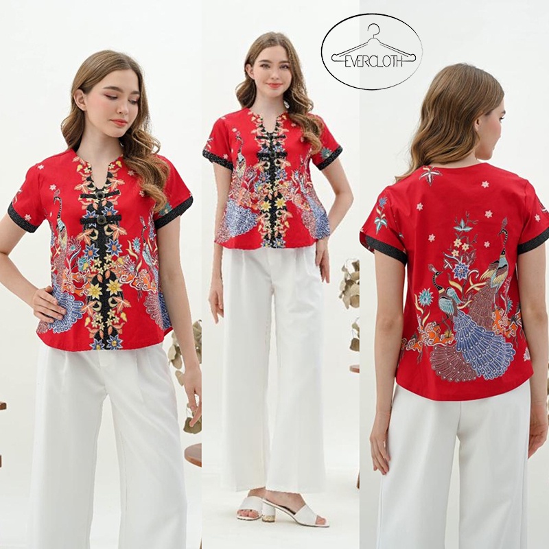 Evercloth Stila Blouse Wanita Atasan Wanita Atasan Wanita Blouse Batik Wanita Atasan Batik Wanita