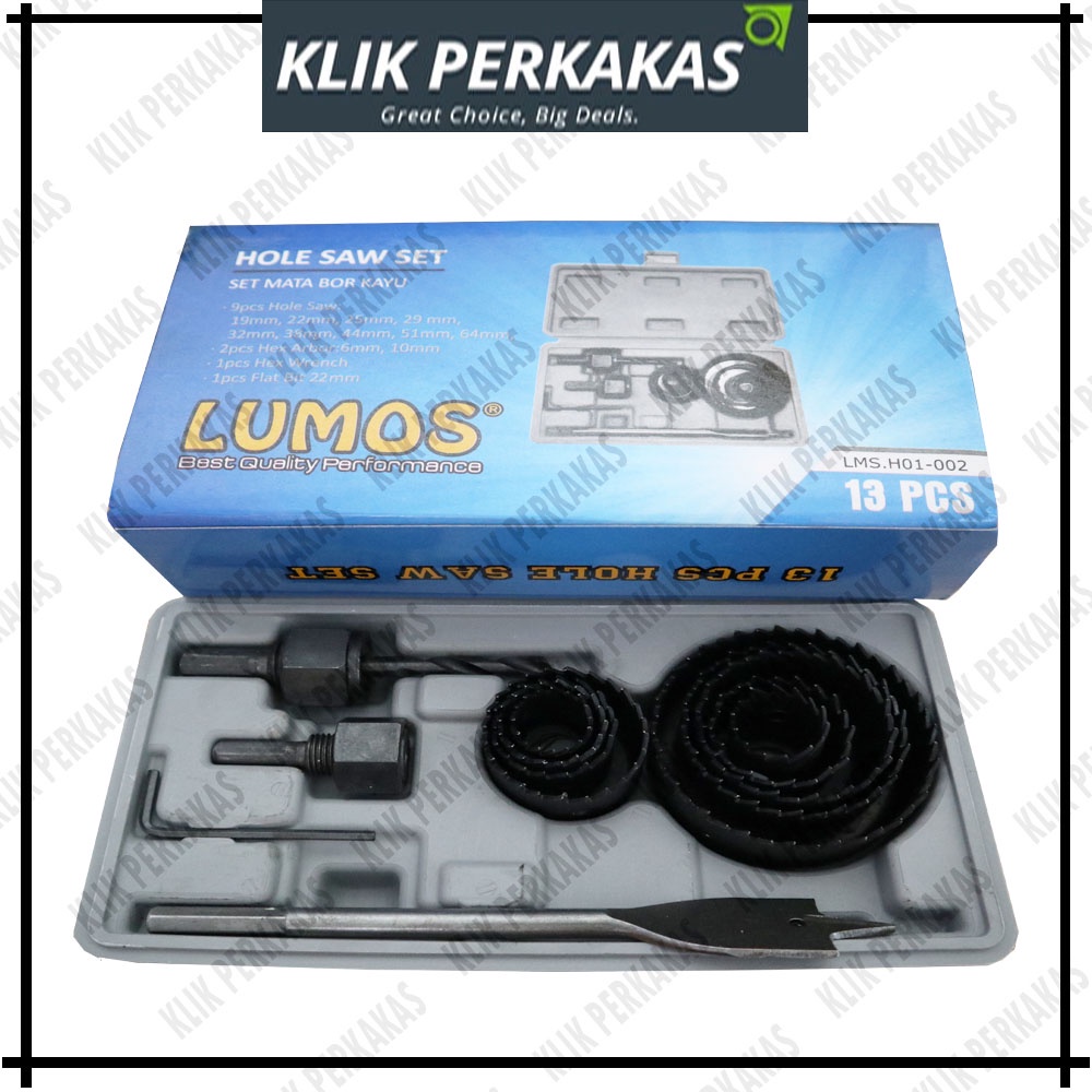 Holesaw Kit Hole Saw Kit Mata Bor Kayu Set Isi 13 Pcs Lumos