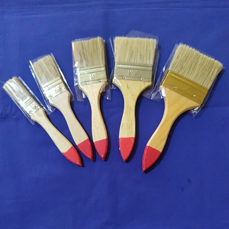 Kuas cat tembok/ kuas cat gagang kayu tebal ukuran 1 inchi, 11/2 inchi, 2 inchi, 21/2 inchi, 3 inchi, harga per pc