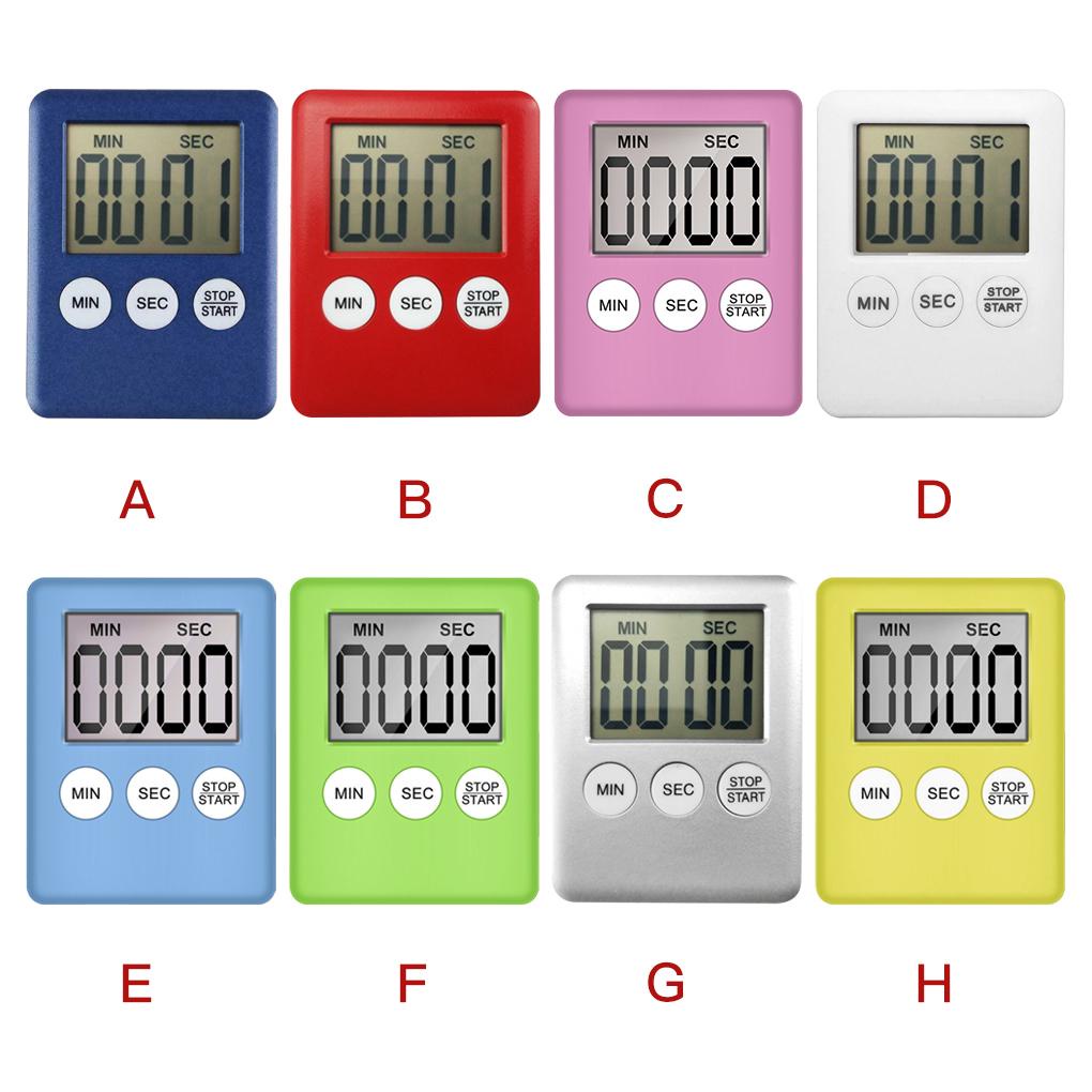 Timer Dapur Layar Digital LCD Super Tipis Persegi Masak Hitung Mundur Alarm Magnet Jam Gadget Dapur 7warna