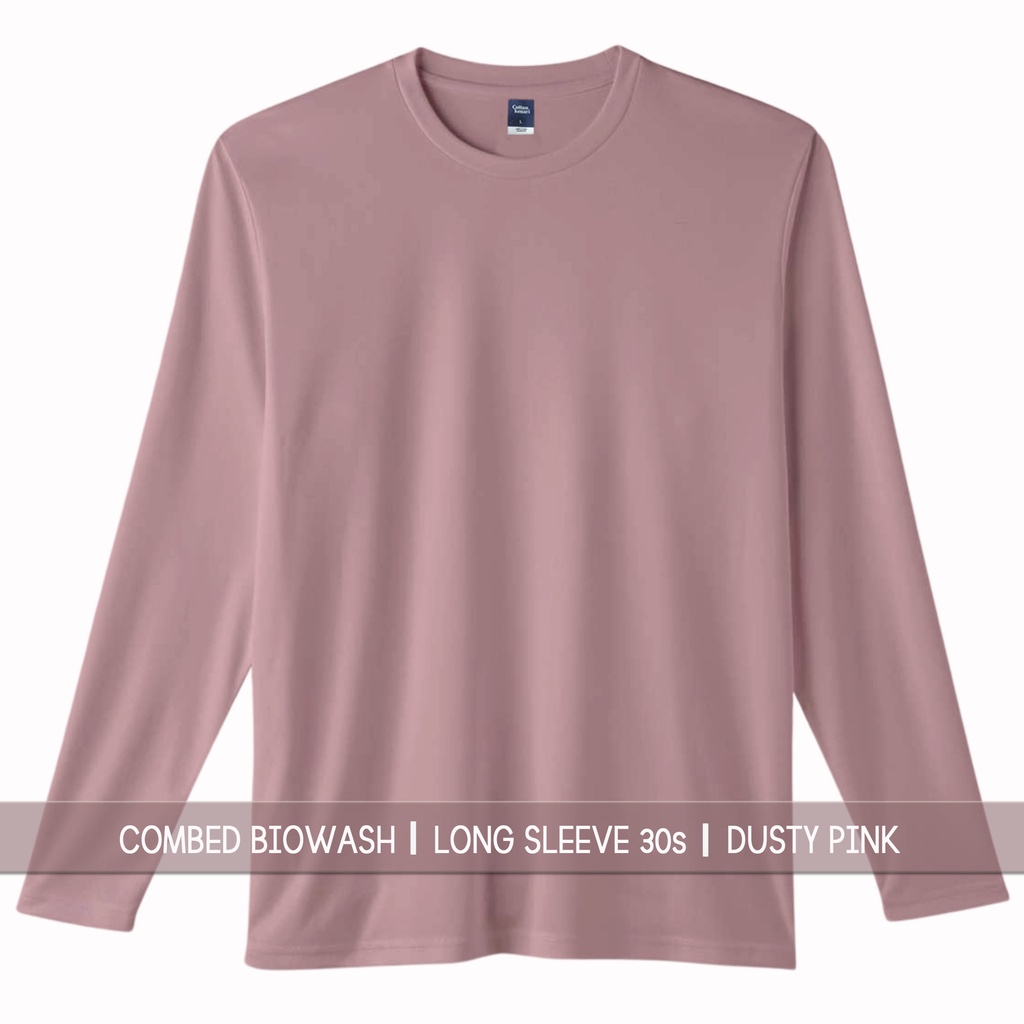 KAOS BASIC LENGAN PANJANG- DUSTY PINK [ COMBED BIOWASH ULTRASOFT  ] [ KAOS POLOS |