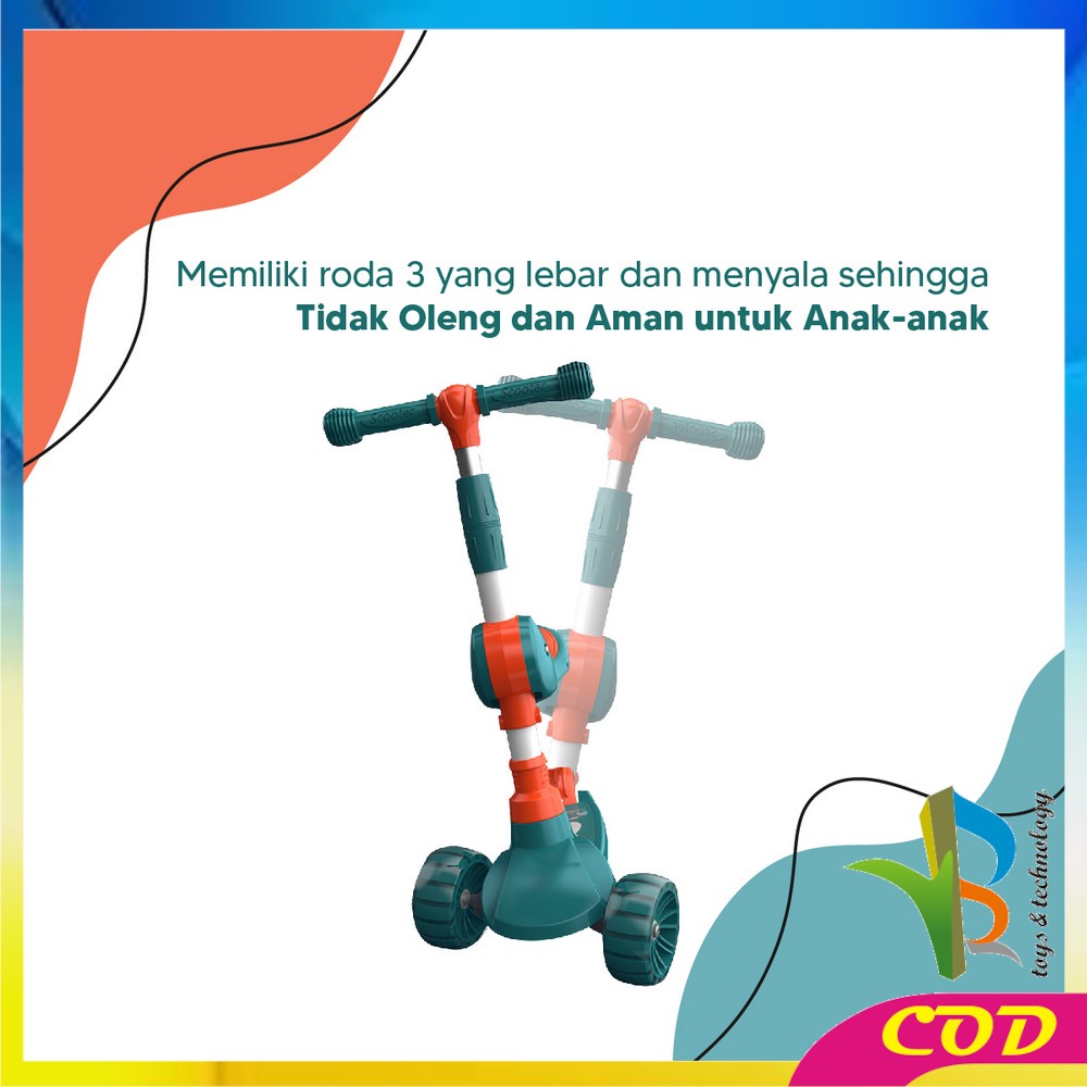 RB-M290 Mainan Anak Skuter Otoped Sepeda Duduk 3 Roda 2in1 Ada Musik Lagu Lampu Scooter Anak roda nyala