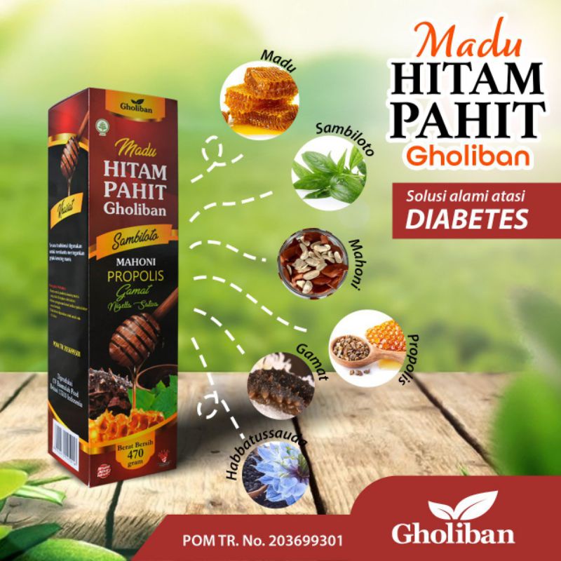 

Madu Hitam Pahit Insuline Plus Gamat Ekstra Sambiloto Gholiban 470g