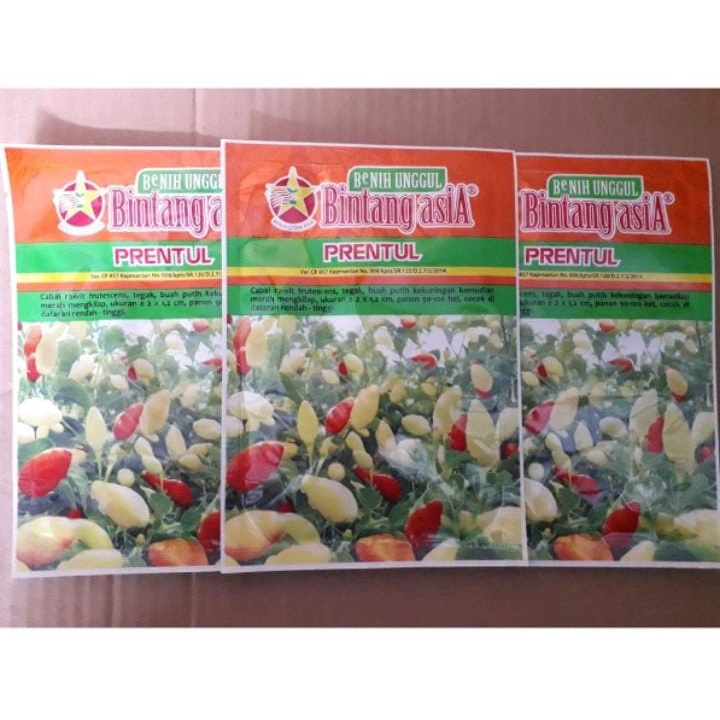 benih bibit cabai cabe rawit prentul 10gram bintang asia kemasan asli
