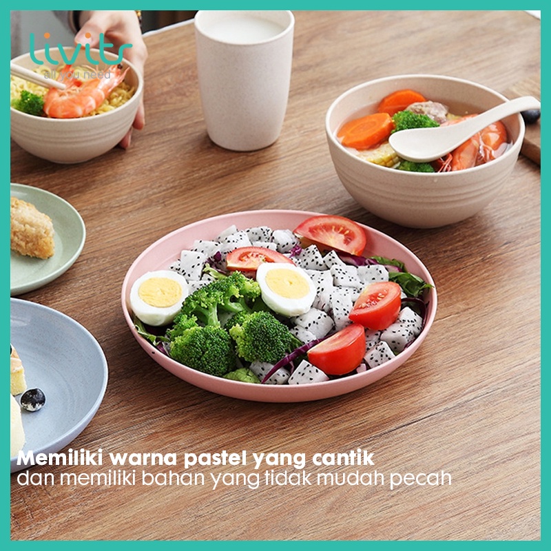 PIRING MAKAN WHEAT STRAW | 2 UKURAN BESAR DAN KECIL | BPA FREE | MICROWAVABLE