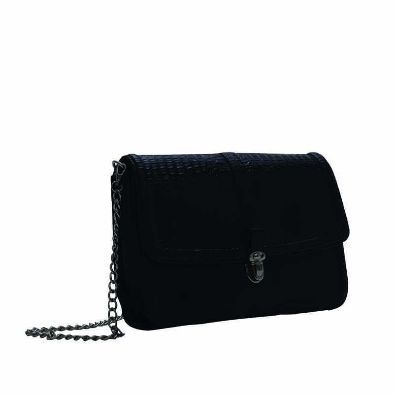 LOLINI TAS CLUTCH CROCO HITAM COMBI POLOS RANTAI