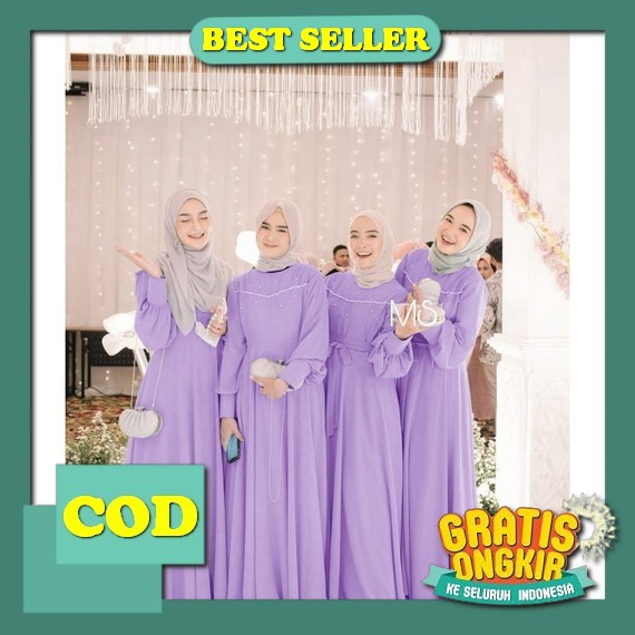 Trend Lussy Dress Gamis Kekinian Viral 2023 Ceruty Babydoll Premium Aplikasi Renda Simpel Elegan Baj