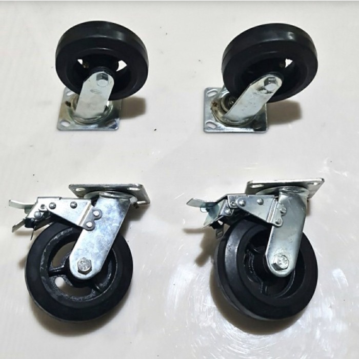 Roda karet 8 inch rem hidup heavyduty/ roda caster rubber 8 inch