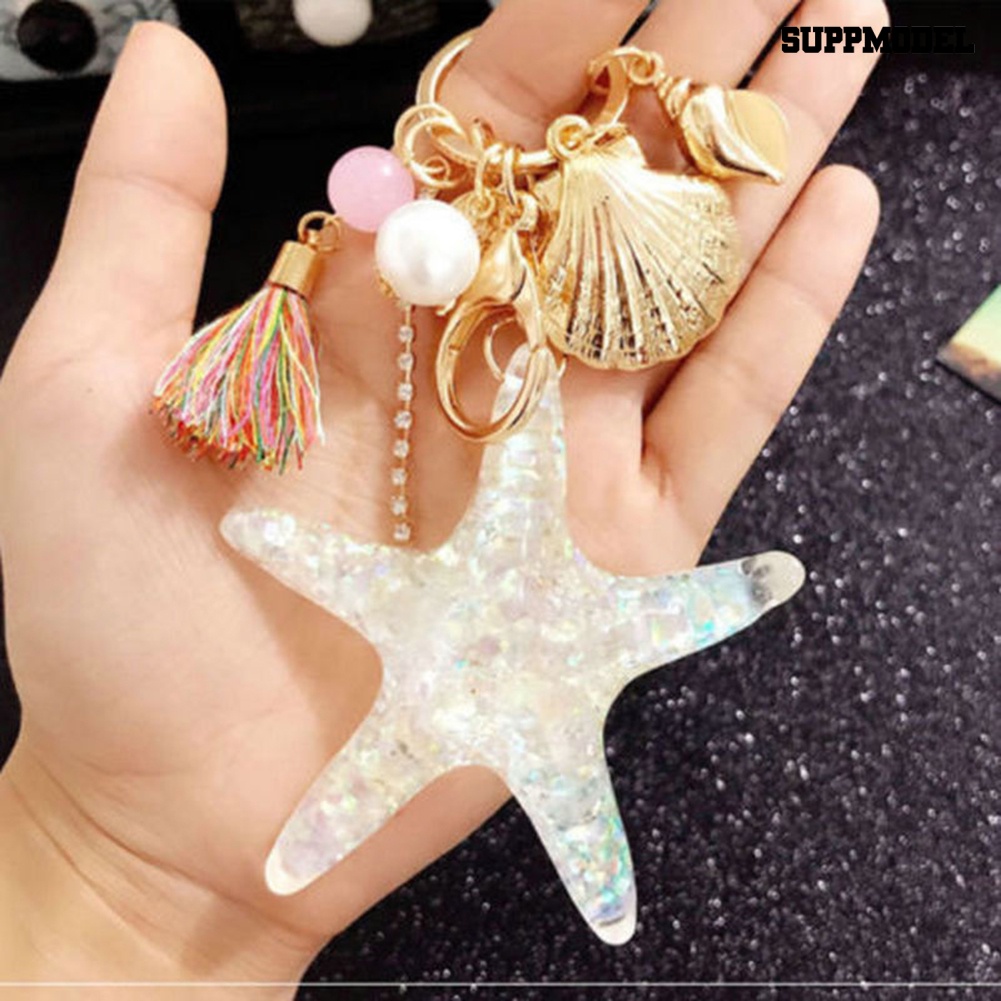 [Auto] Lucu Bintang Laut Shell Whelk Rumbai Liontin Gantungan Kunci Wanita Keyring Keychain Keyfob