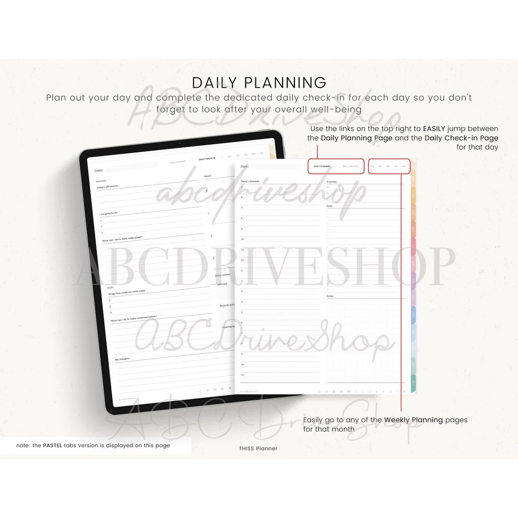 Digital Planner - Undated Daily Planner Portrait