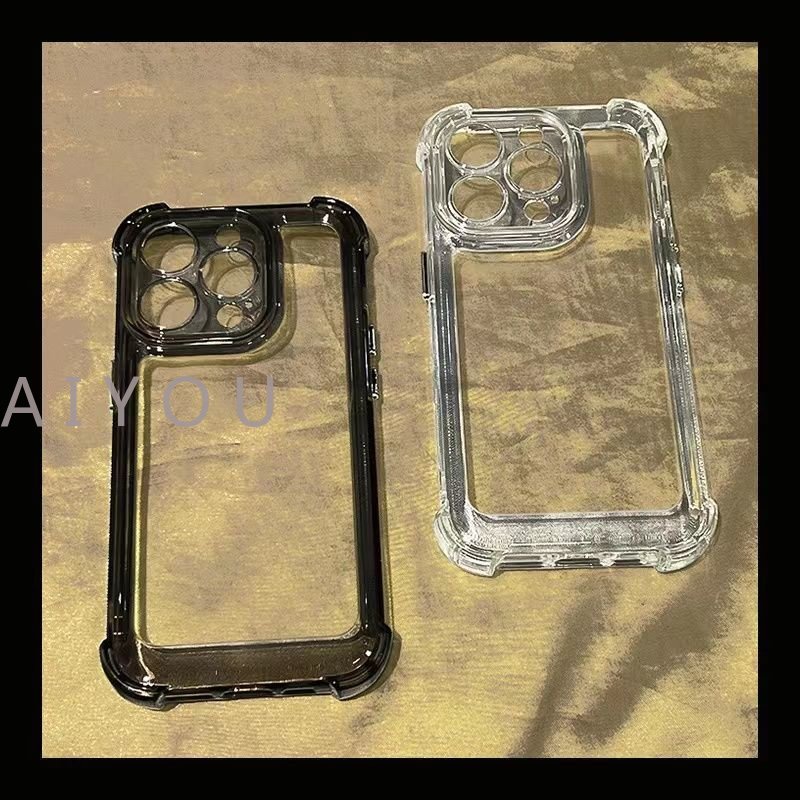 2023 Casing Hot Clear 14 Pro Max iPhone 7Plus 8Plus X Xr Xs 11 12 13 Pro Max Shockproof Empat Sudut anti Jatuh hard Casing Transparan