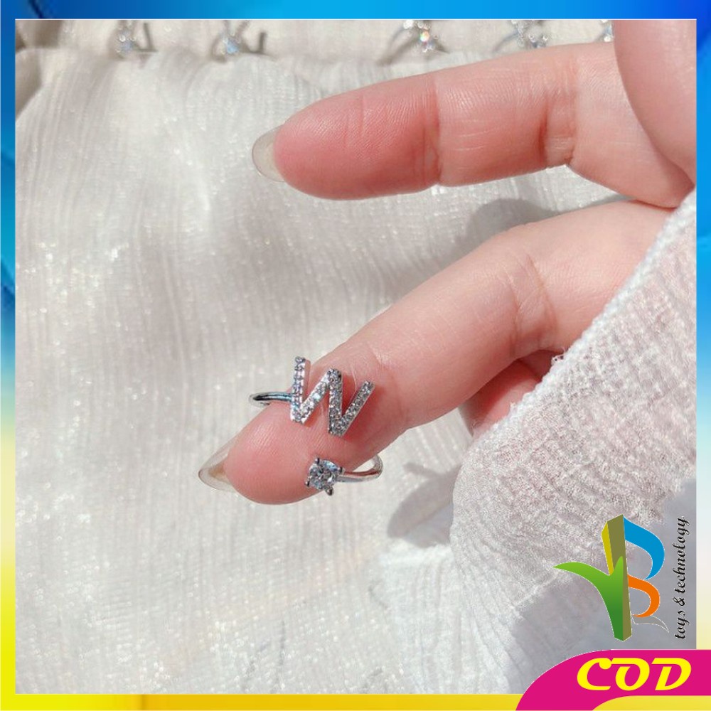 RB-K59 Cincin Huruf Silver Abjad Huruf A-Z Stainless Inisial Nama Cincin Alphabet Wanita Fashion / Cincin Wanita Huruf Set Perhiasan Wanita