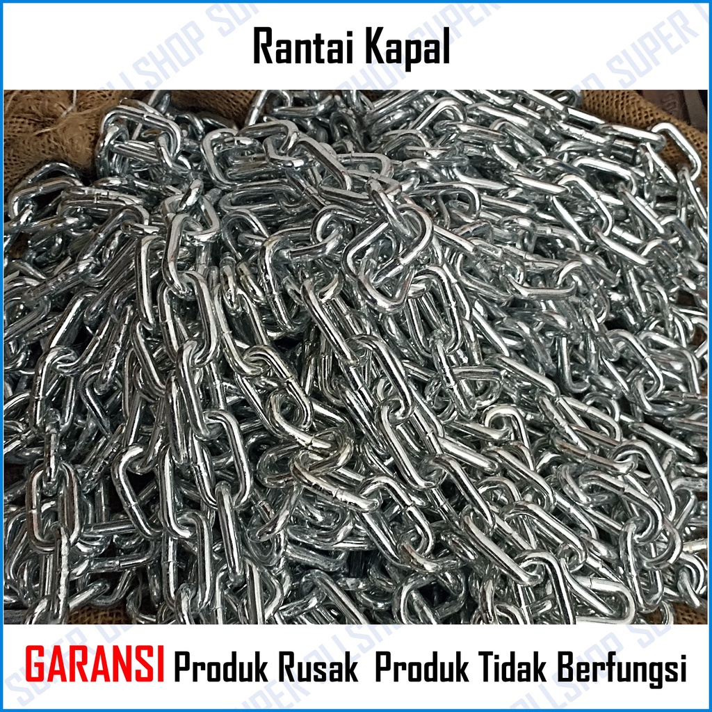 Rantai Besi Galvanis 6 mm / Rante Besi 6 mm Eceran Per 1 Meter 50 Cm / Rantai Besi Kapal Pagar Galvanis 1/4 Besar