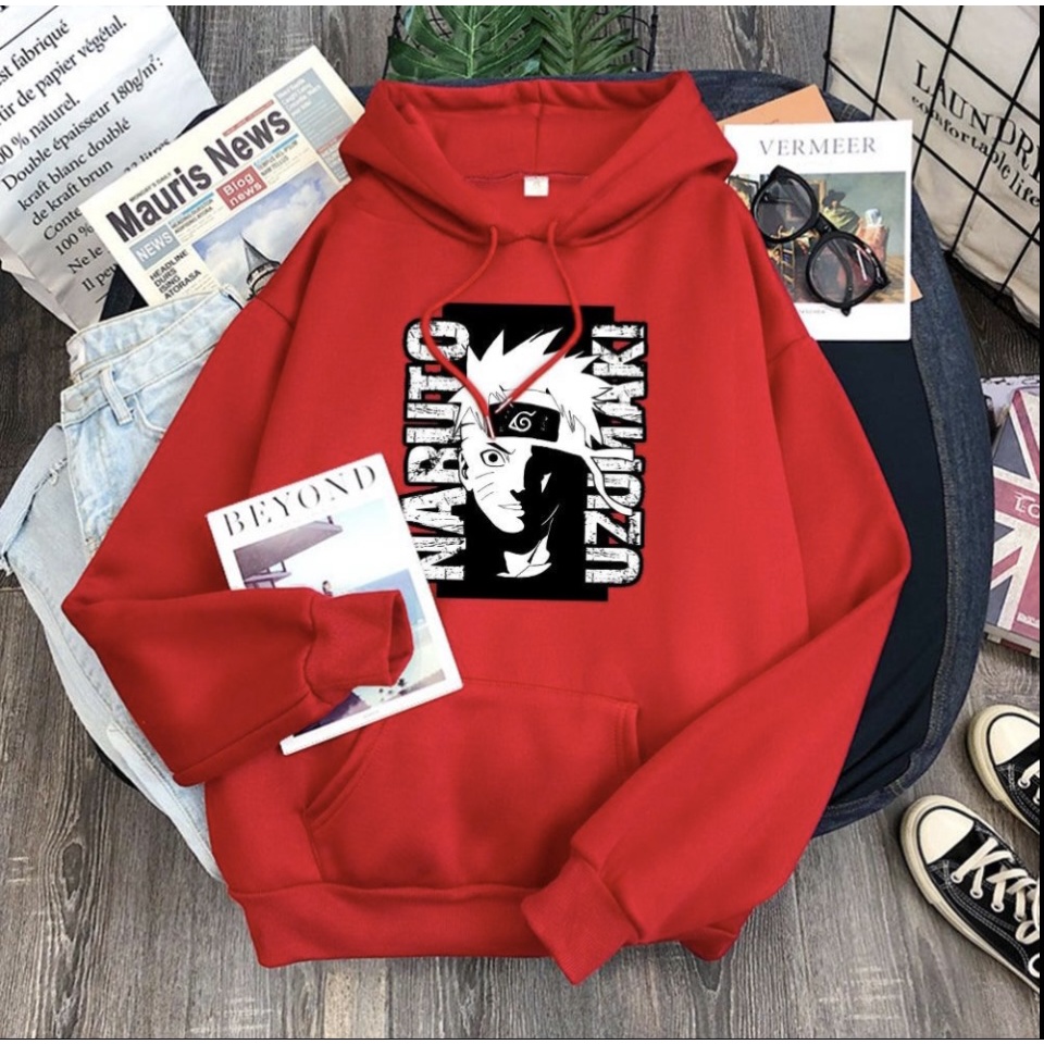 UZUMAKI NARUTO  anime Jumper Hoodie II  Sweater Hoodie Trendy II Sweter Oblong Topi Sz M - XL ( Pria &amp; Wanita / Anak &amp; Dewasa )