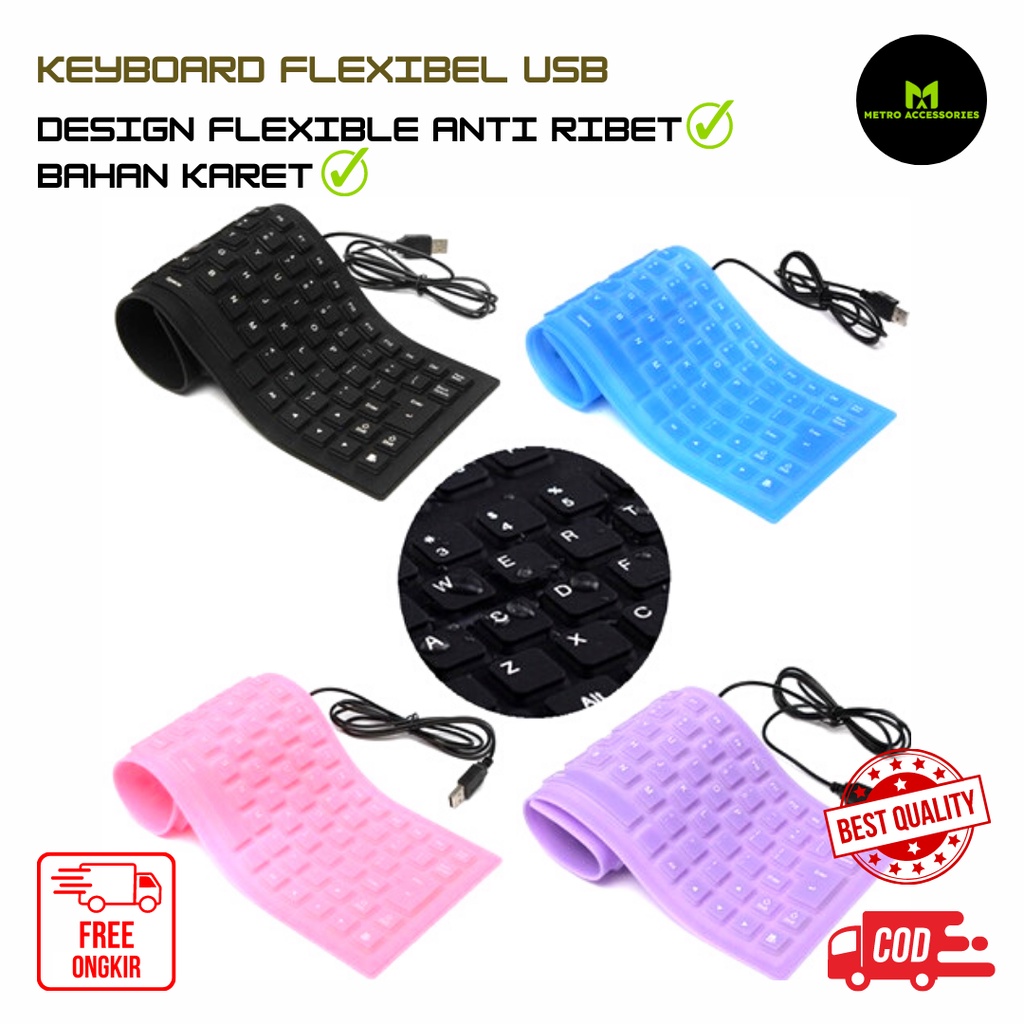 KEYBOARD FLEXIBLE KEYBOARD KARET ANTI AIR KEYBOARD USB CONNECT