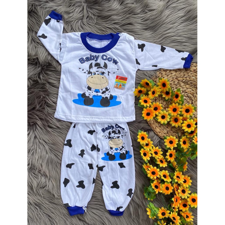 baju anak laki-laki/perempuan lengan panjang 3-18bulan motif baby cow