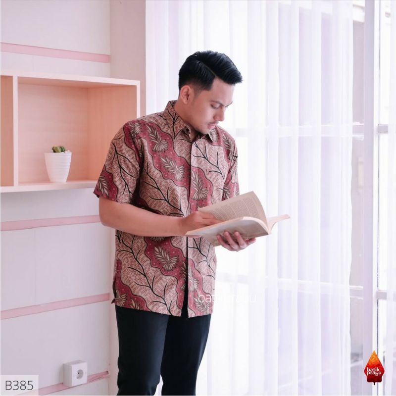 Batik pasangan couple sarimbit pria &amp; wanita batik katun motif merah salem