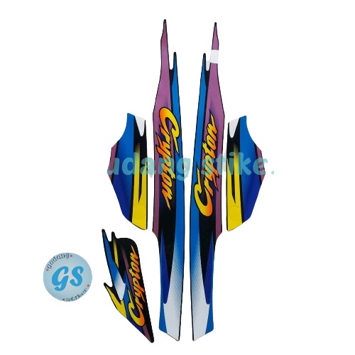 stiker stripng motor yamaha crypton 2000 biru-kuning