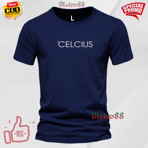 Kaos Distro Terbaru Lengan Pendek T-Shirt Celcius Text Putih Premium Quality/Kaos Anak-Anak/Dewasa P