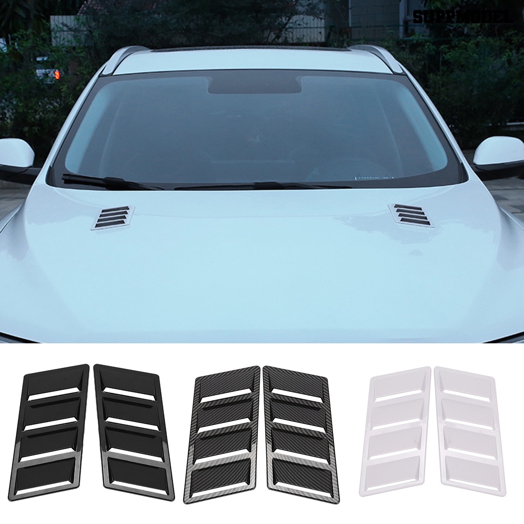 [Dekorasi] 2pcs Frame Hias Mobil Tekstur Serat Karbon Tahan Air Auto Styling Self-adhesive 3D Lubang Angin Palsu Sisi Stiker Aksesoris Mobil