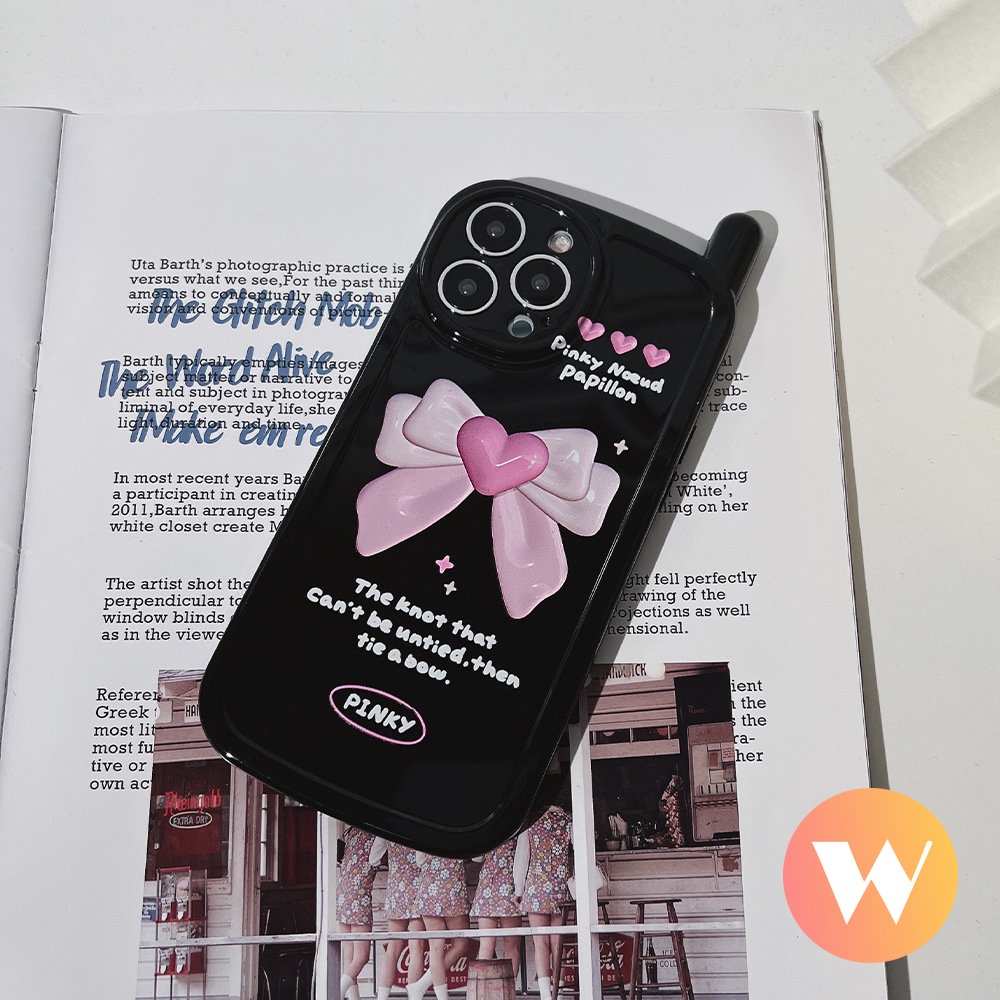 IPHONE Fashion Cinta Hati Case Kompatibel Untuk Iphone11 13 12 14 Pro Max7 8 Plus X XR XS Max SE 2020pribadian Retro Bentuk Ponsel Glossy Air Cushion Ikatan Simpul Soft Cover